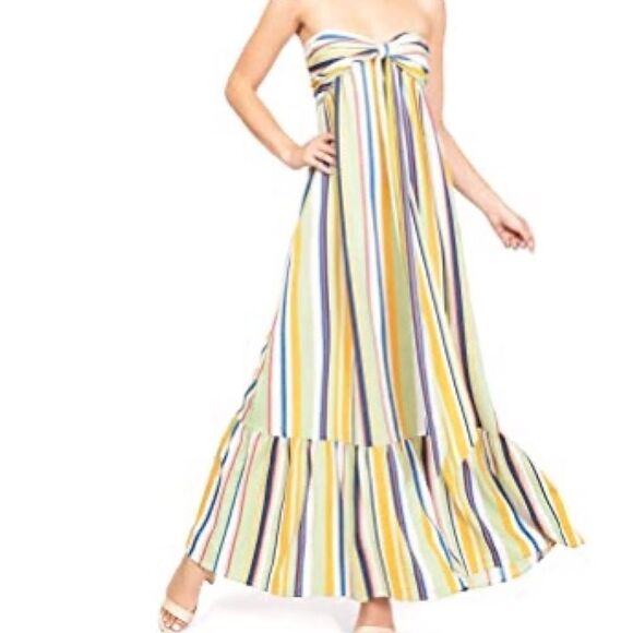 Flying Tomato Dresses & Skirts - Striped strapless tiered bow front dress